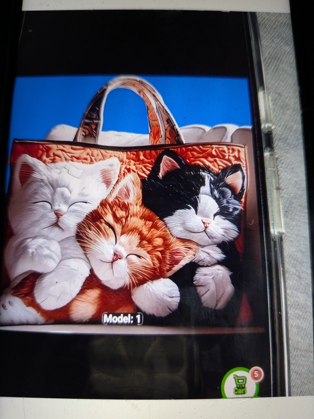 Source Unknown Cat Tote Bag with White, Orange, and Black Kittens